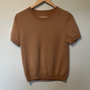 NWOT 100% Cashmere Short-Sleeve Crewneck Sweater in Camel